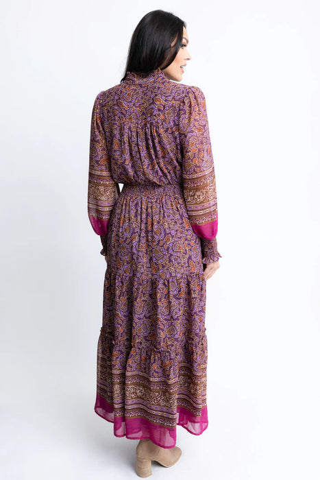 Floral Chiffon Metallic Thread Maxi