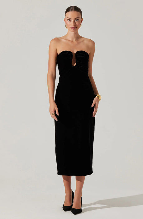 Velvet Strapless Midi