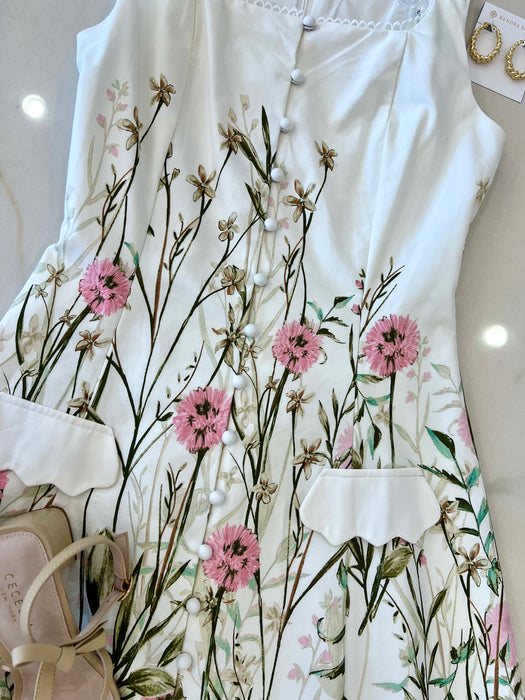 Floral Button Sheath Dress