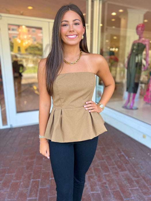 Strapless Poplin Top